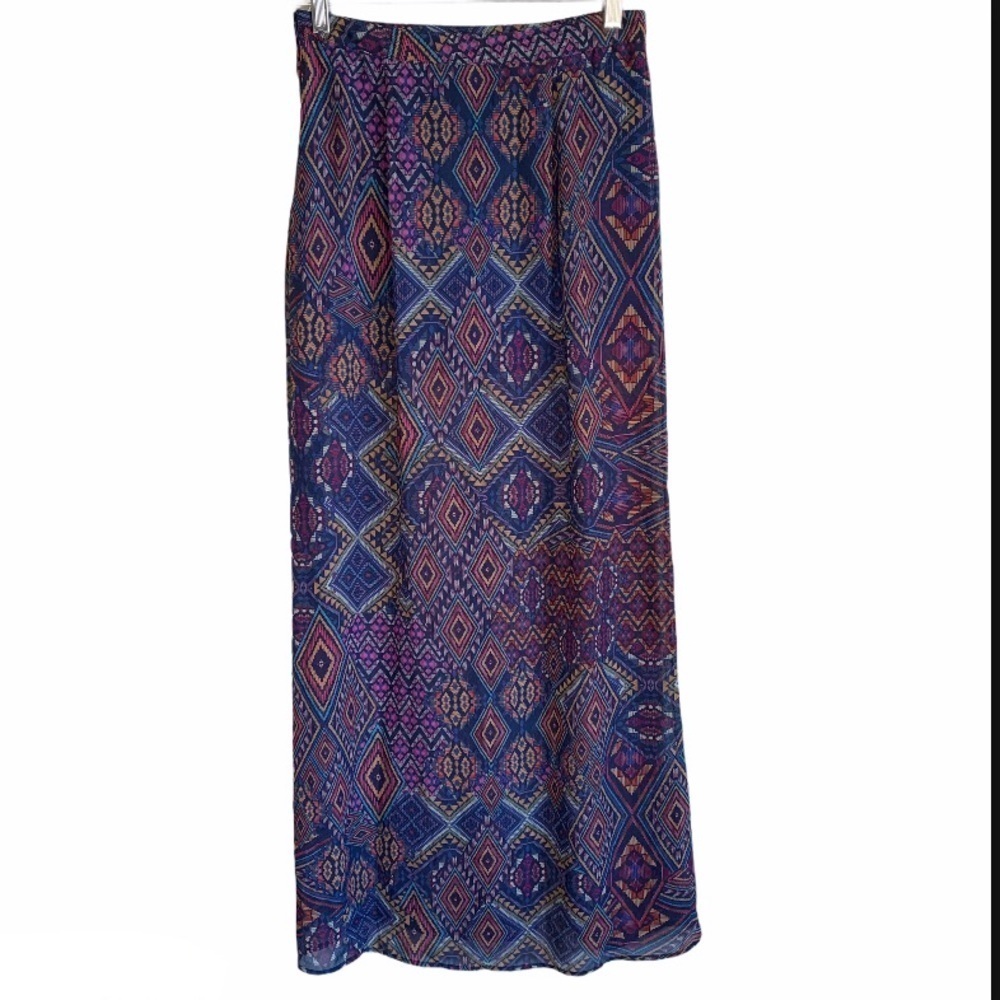 Forever 21 Geometric Maxi Skirt with Front Slits Size Medium